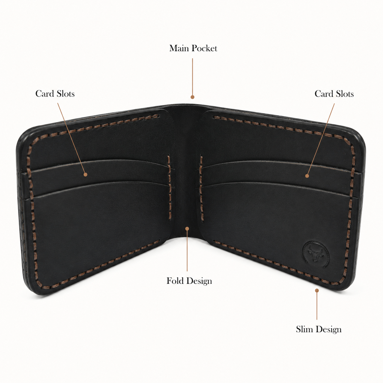 Black Crocodile-Textured Leather Bifold Wallet angled view by Leatherog