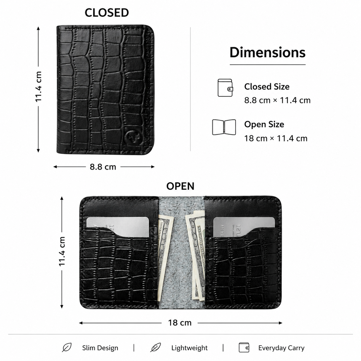 Black Crocodile-Textured Vertical Leather Wallet lifestyle view by Leatherog