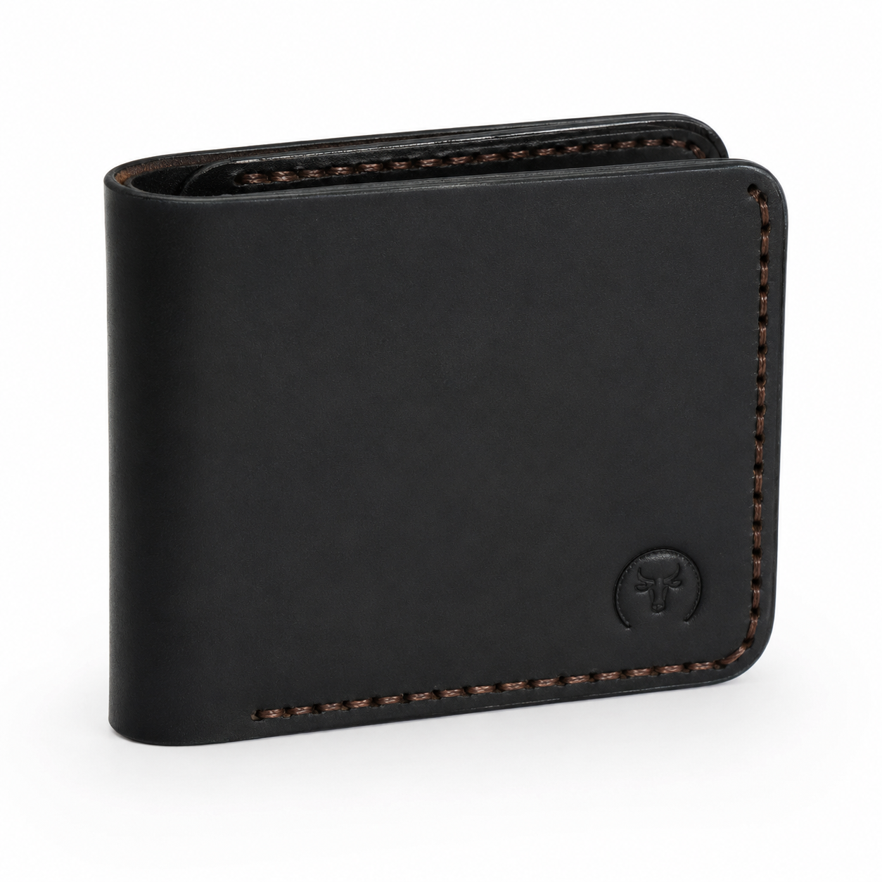 Black Curved Leather Bifold Wallet main view by Leatherog