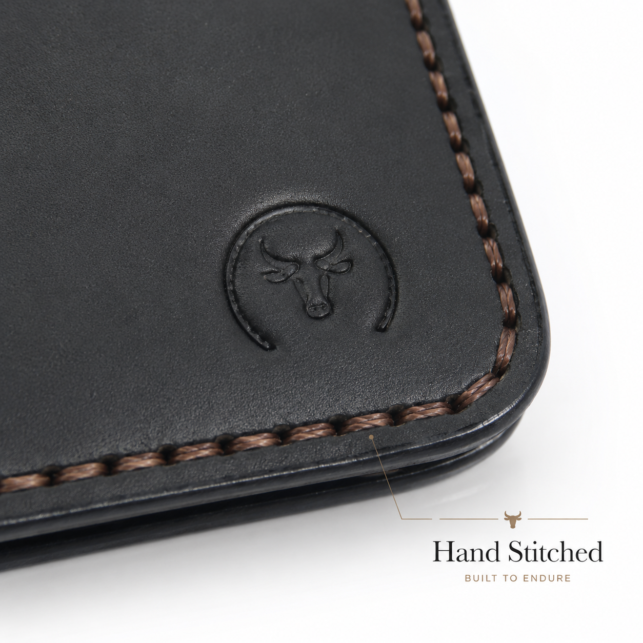 Black Curved Leather Bifold Wallet open view by Leatherog