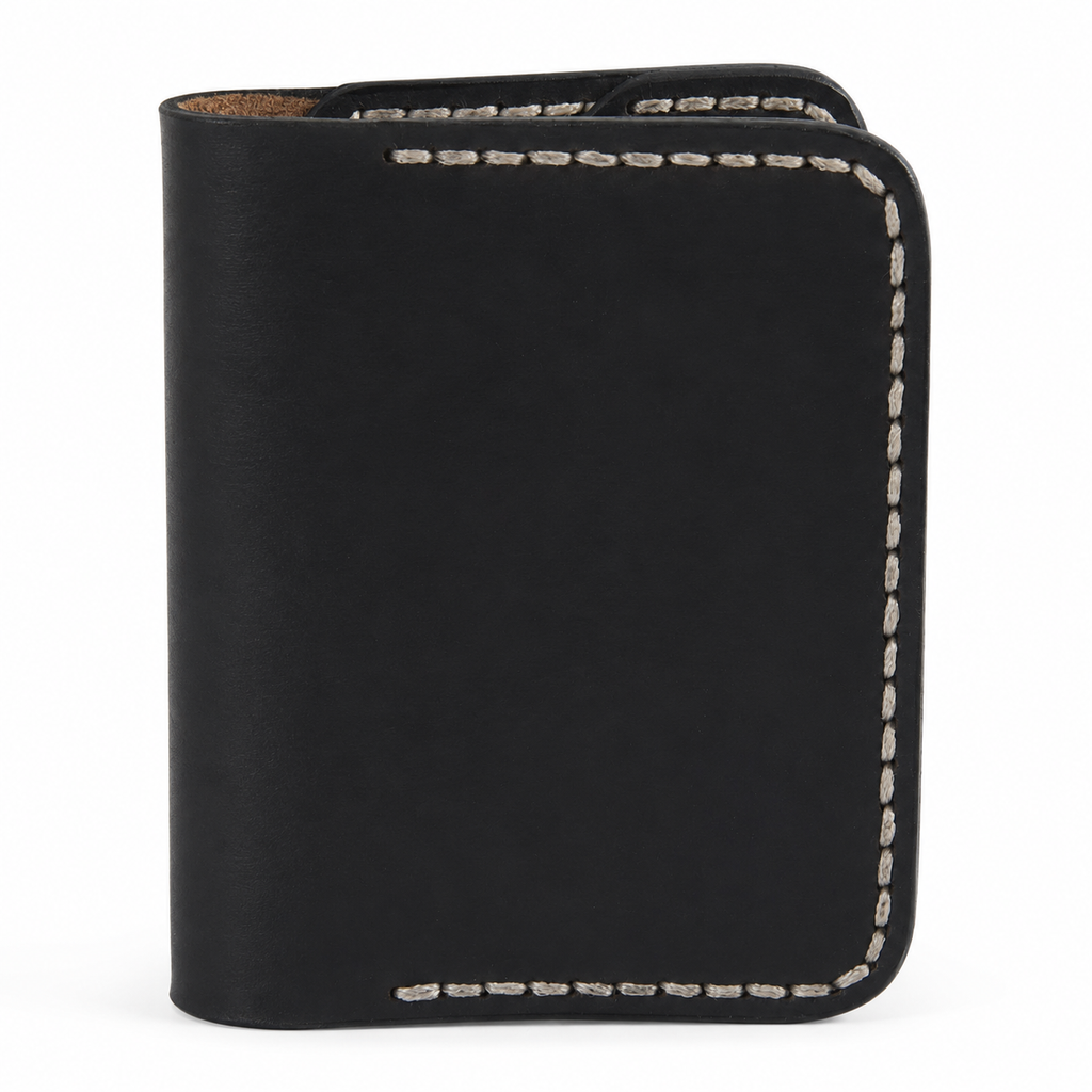 Black Executive Leather Vertical Bifold Wallet angled view by Leatherog