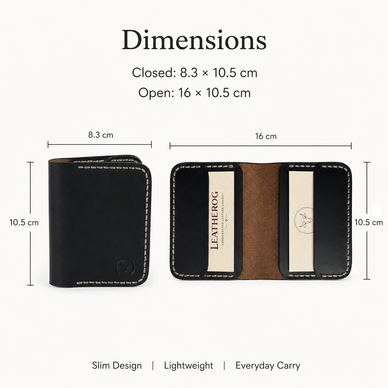 Black Executive Leather Vertical Bifold Wallet close-up view by Leatherog