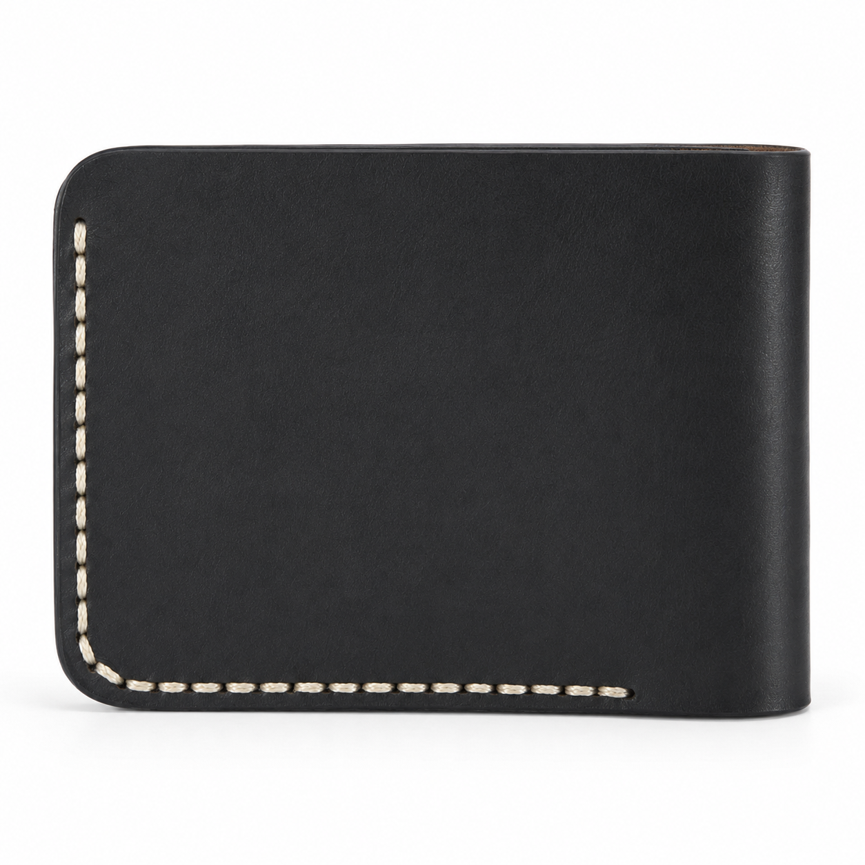 Black Modern Leather Bifold Wallet angled view by Leatherog