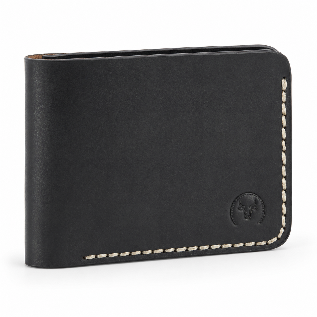 Black Modern Leather Bifold Wallet main view by Leatherog