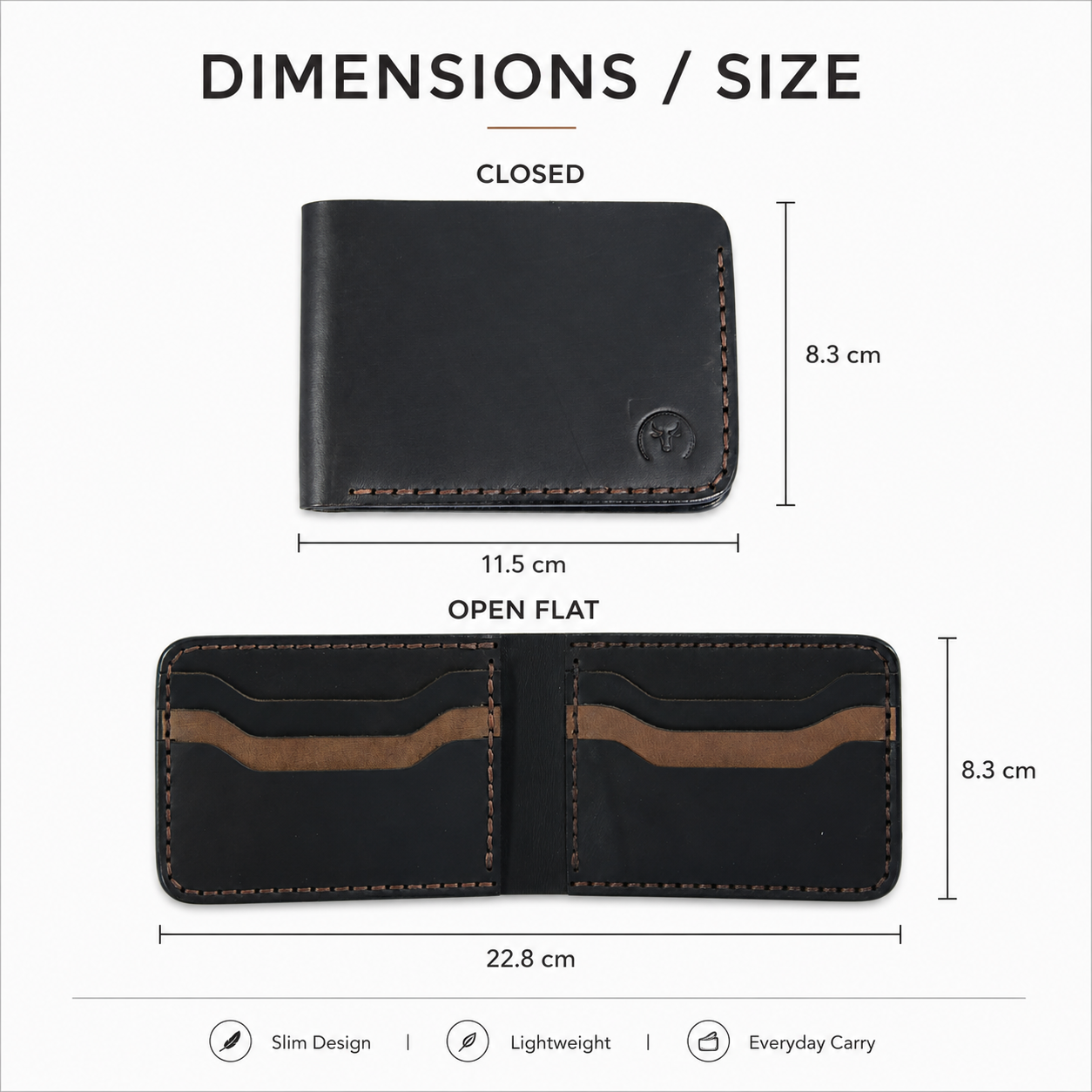 Black Urban Leather Bifold Wallet close-up view by Leatherog
