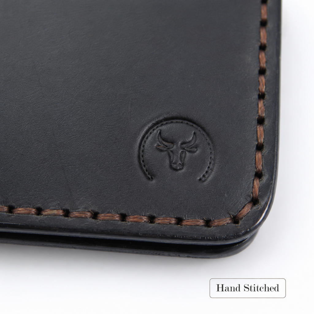 Black Urban Leather Bifold Wallet open view by Leatherog