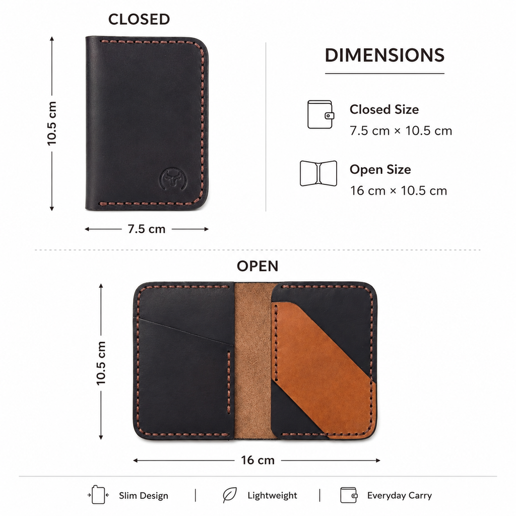 Black Vertical Leather Wallet lifestyle view by Leatherog