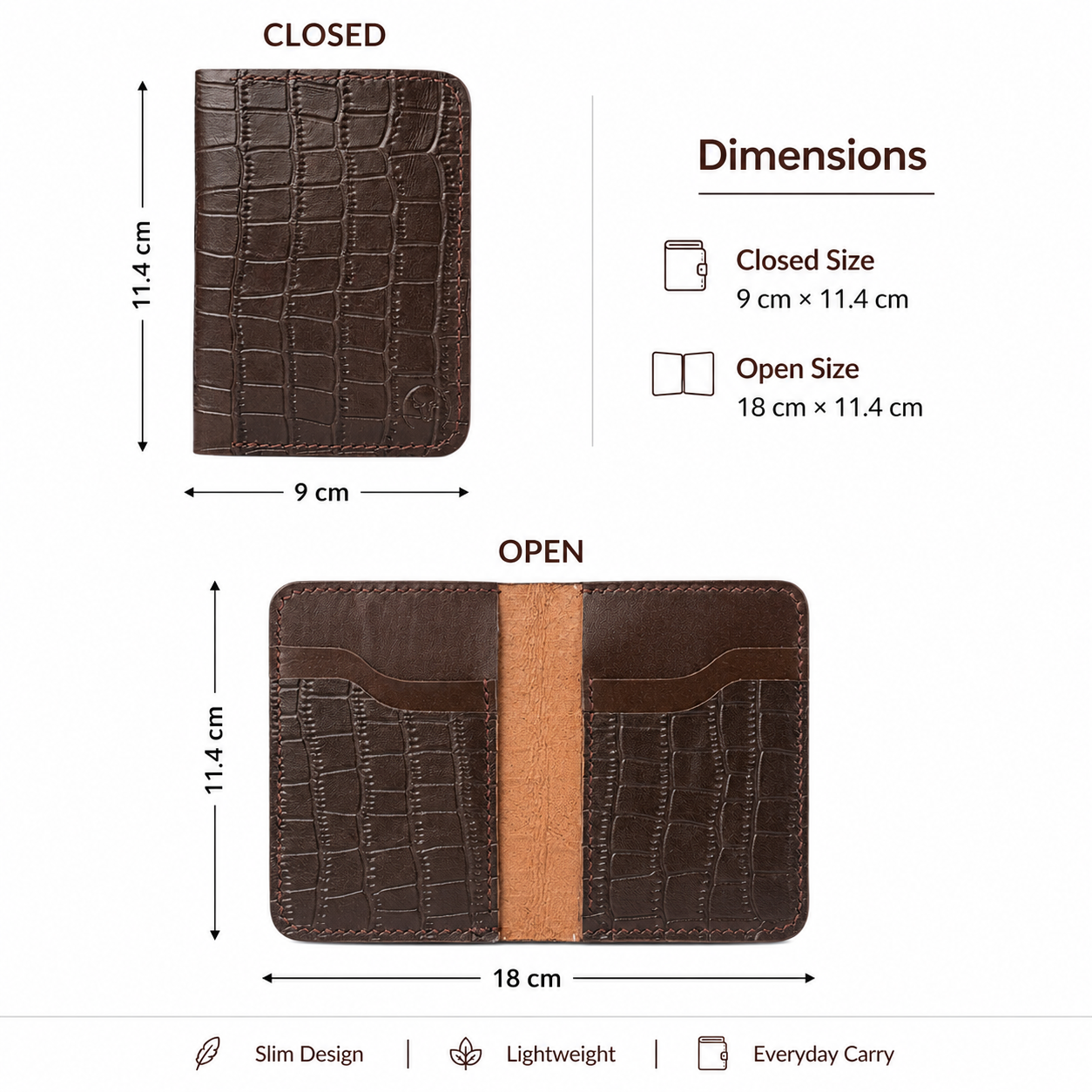 Brown Crocodile-Textured Vertical Leather Wallet lifestyle view by Leatherog