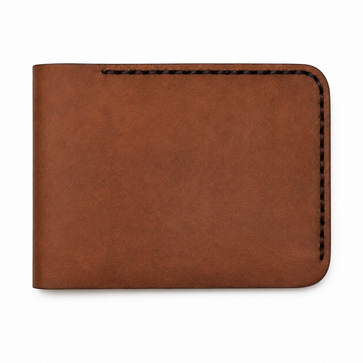 Brown Curved Leather Bifold Wallet angled view by Leatherog