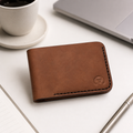 Brown Curved Leather Bifold Wallet dimensions guide by Leatherog
