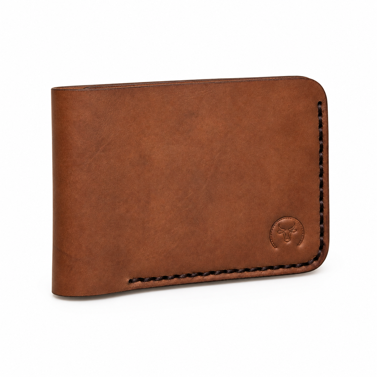 Brown Curved Leather Bifold Wallet main view by Leatherog