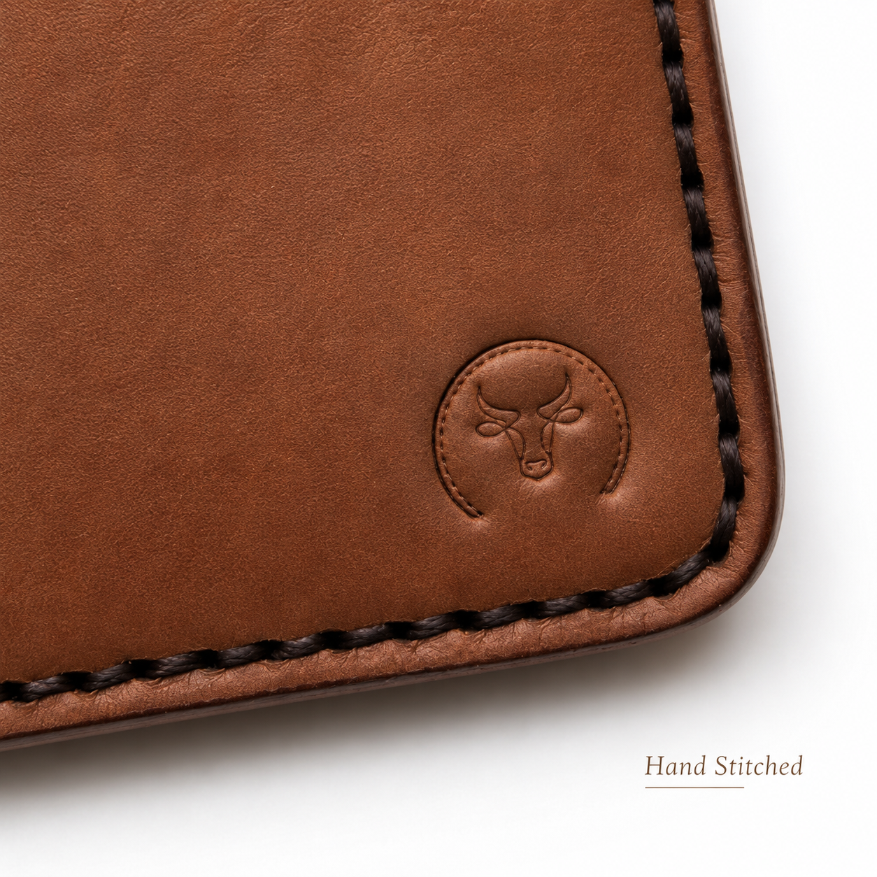 Brown Curved Leather Bifold Wallet open view by Leatherog