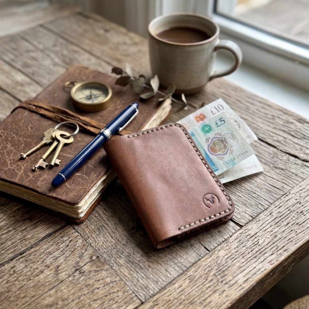 Brown Executive Leather Vertical Bifold Wallet feature view by Leatherog
