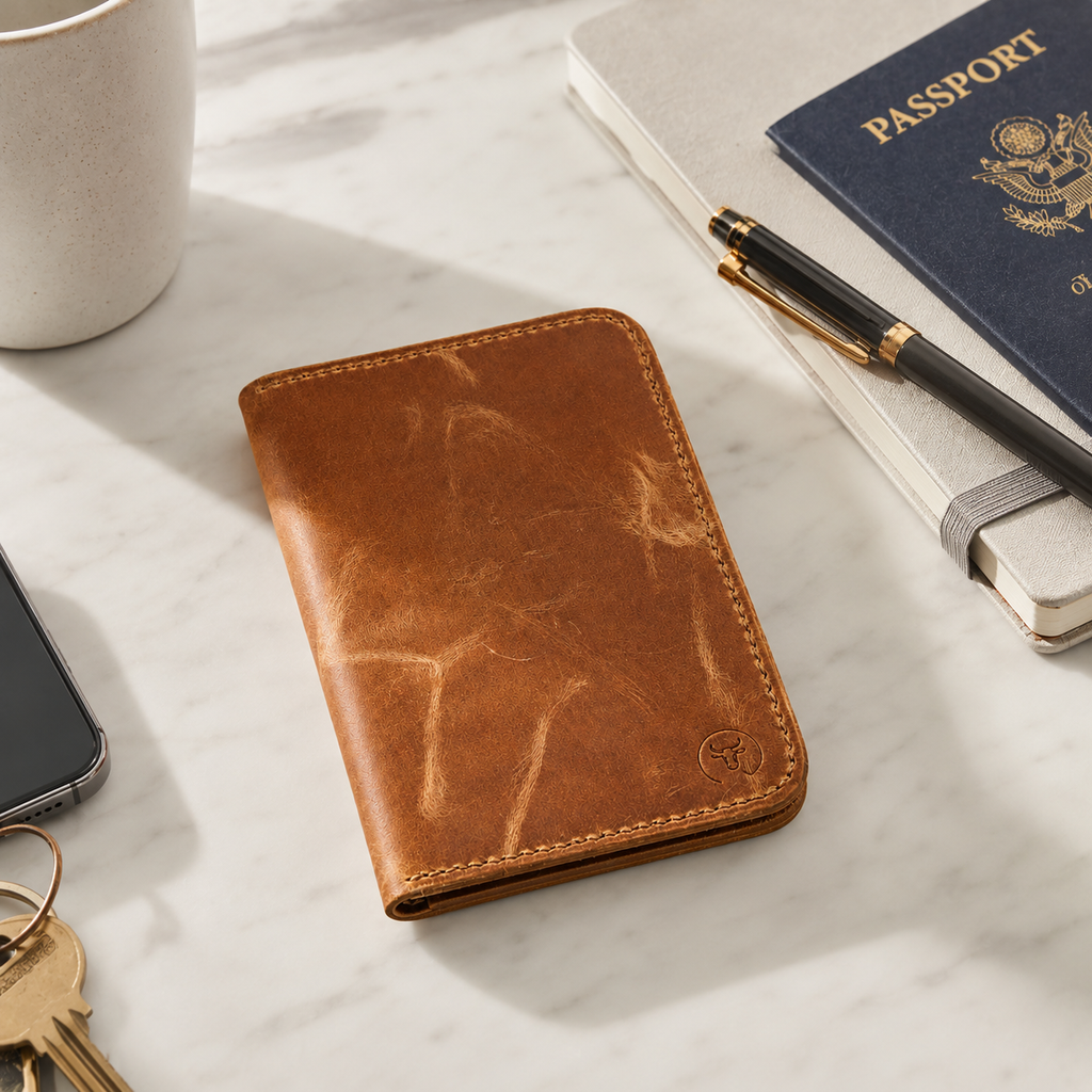 Brown Leather Passport Wallet and Travel Holder feature view by Leatherog