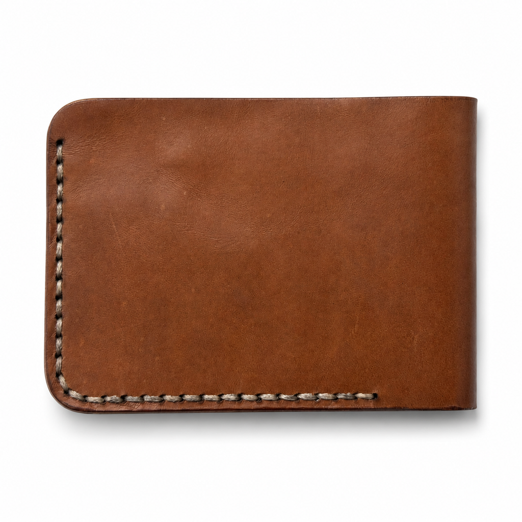 Brown Modern Leather Bifold Wallet angled view by Leatherog
