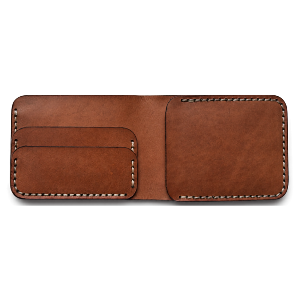 Brown Modern Leather Bifold Wallet open view by Leatherog