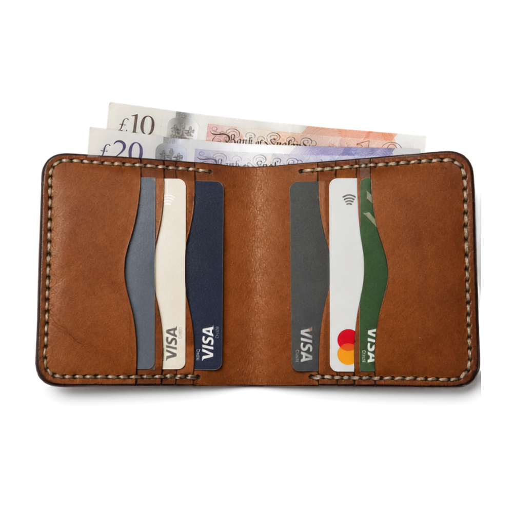 Brown Slim Leather Card Holder Wallet angled view by Leatherog