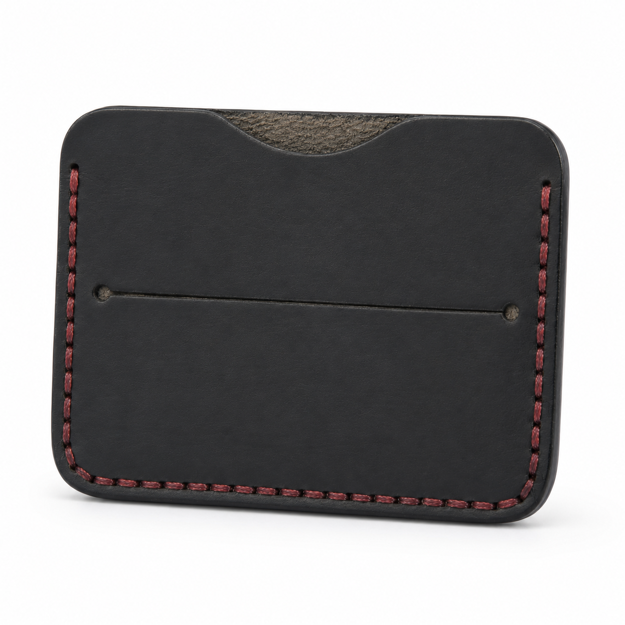 Black Minimal Leather Cardholder Wallet angled view by Leatherog
