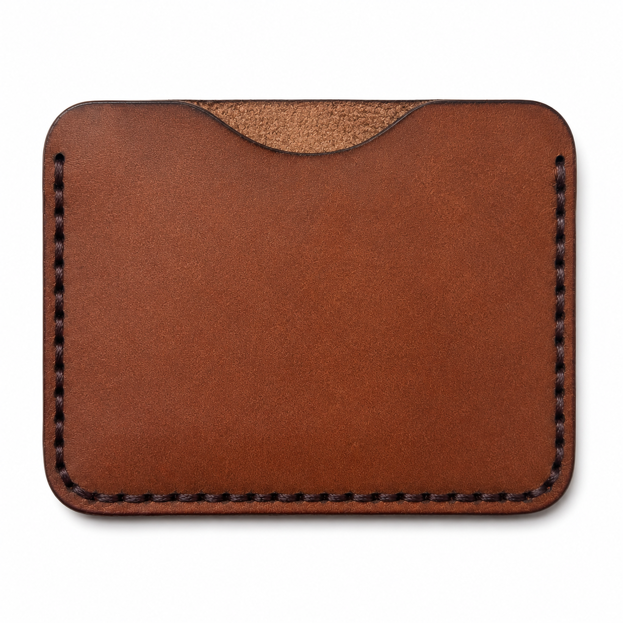 Brown Minimalist Leather Card Holder Wallet angled view by Leatherog