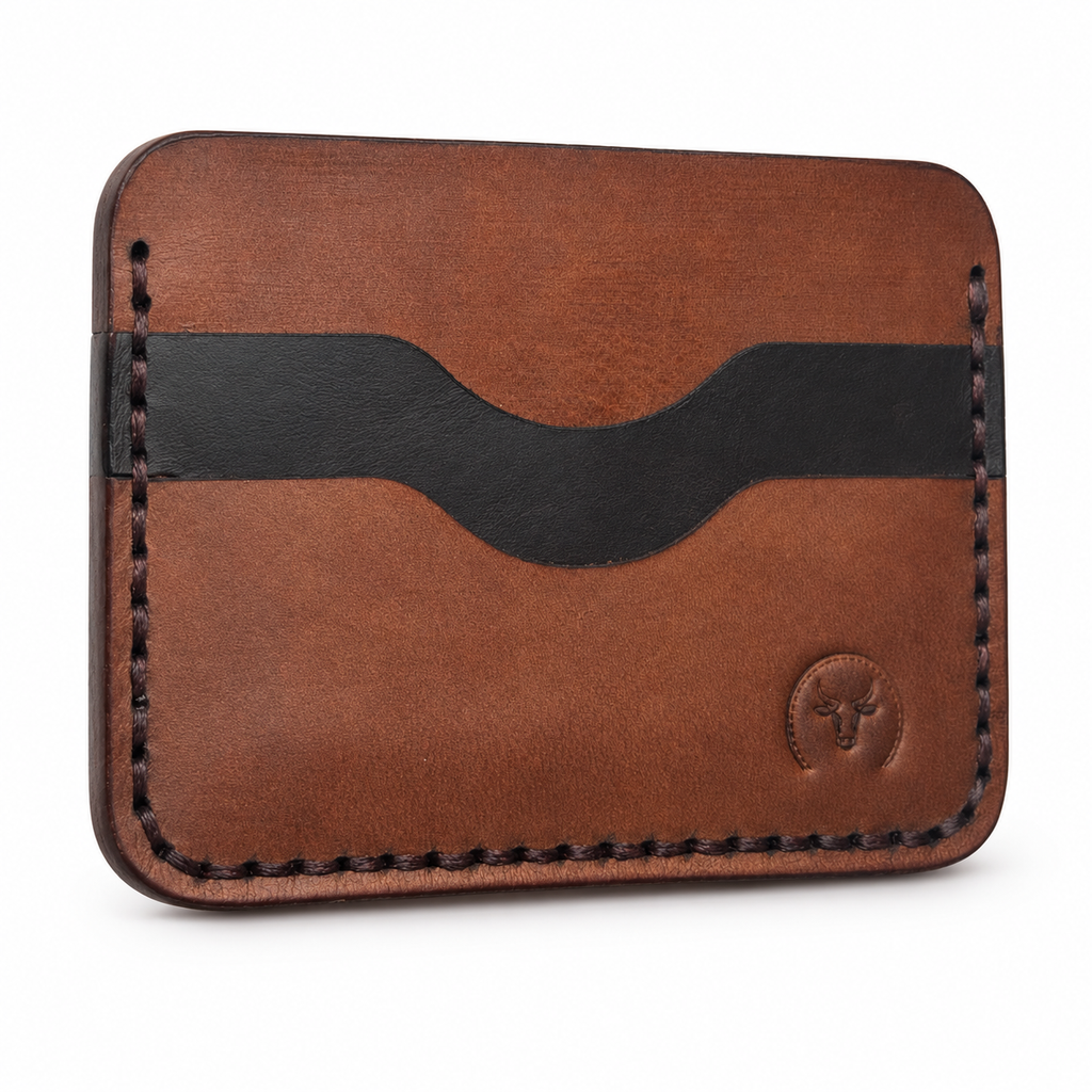 Brown Minimalist Leather Card Holder Wallet main view by Leatherog