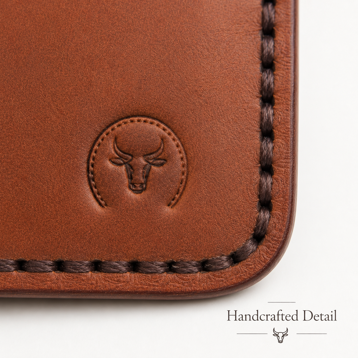 Brown Minimalist Leather Card Holder Wallet open view by Leatherog