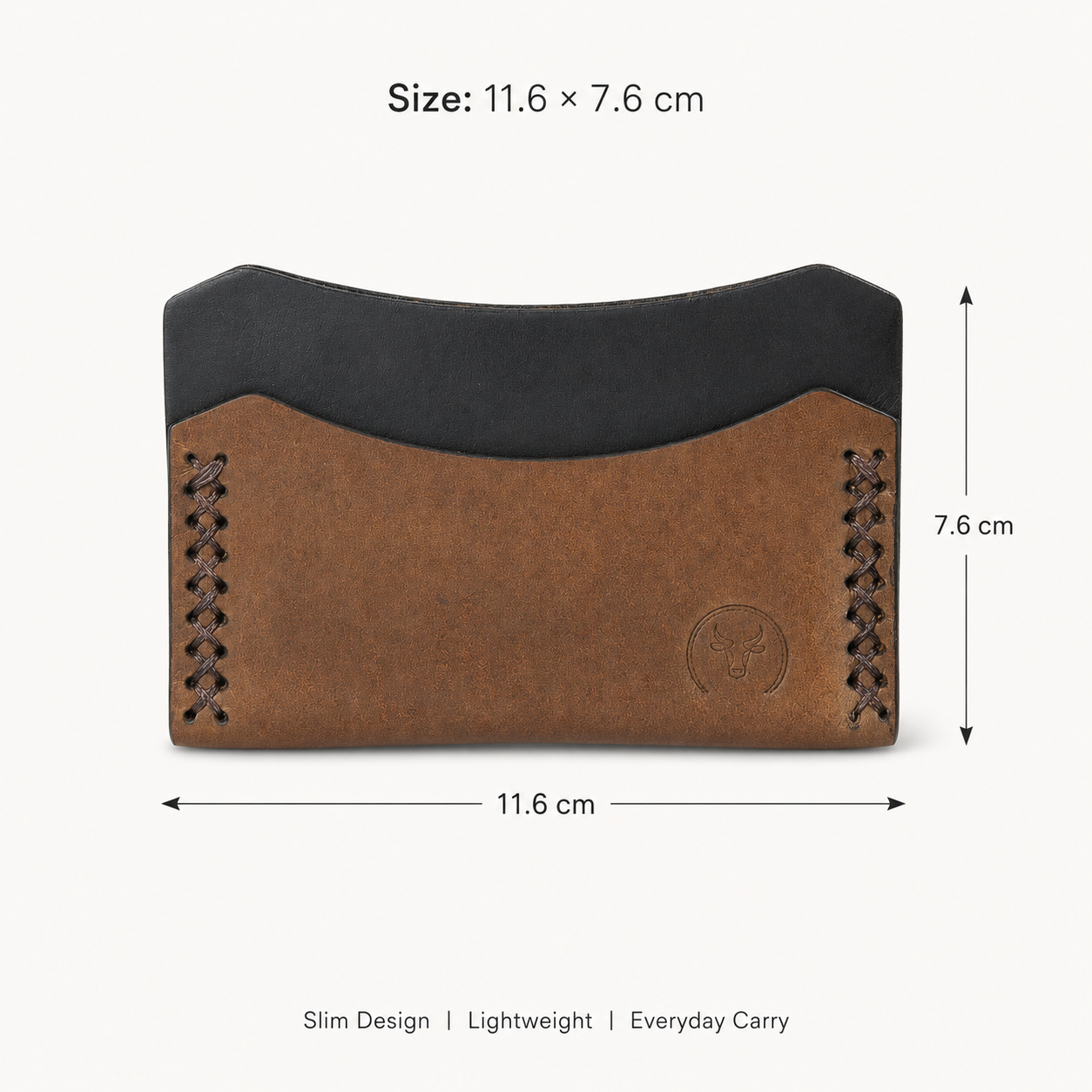 Brown Cross-Stitched Leather Card Holder Wallet lifestyle view by Leatherog