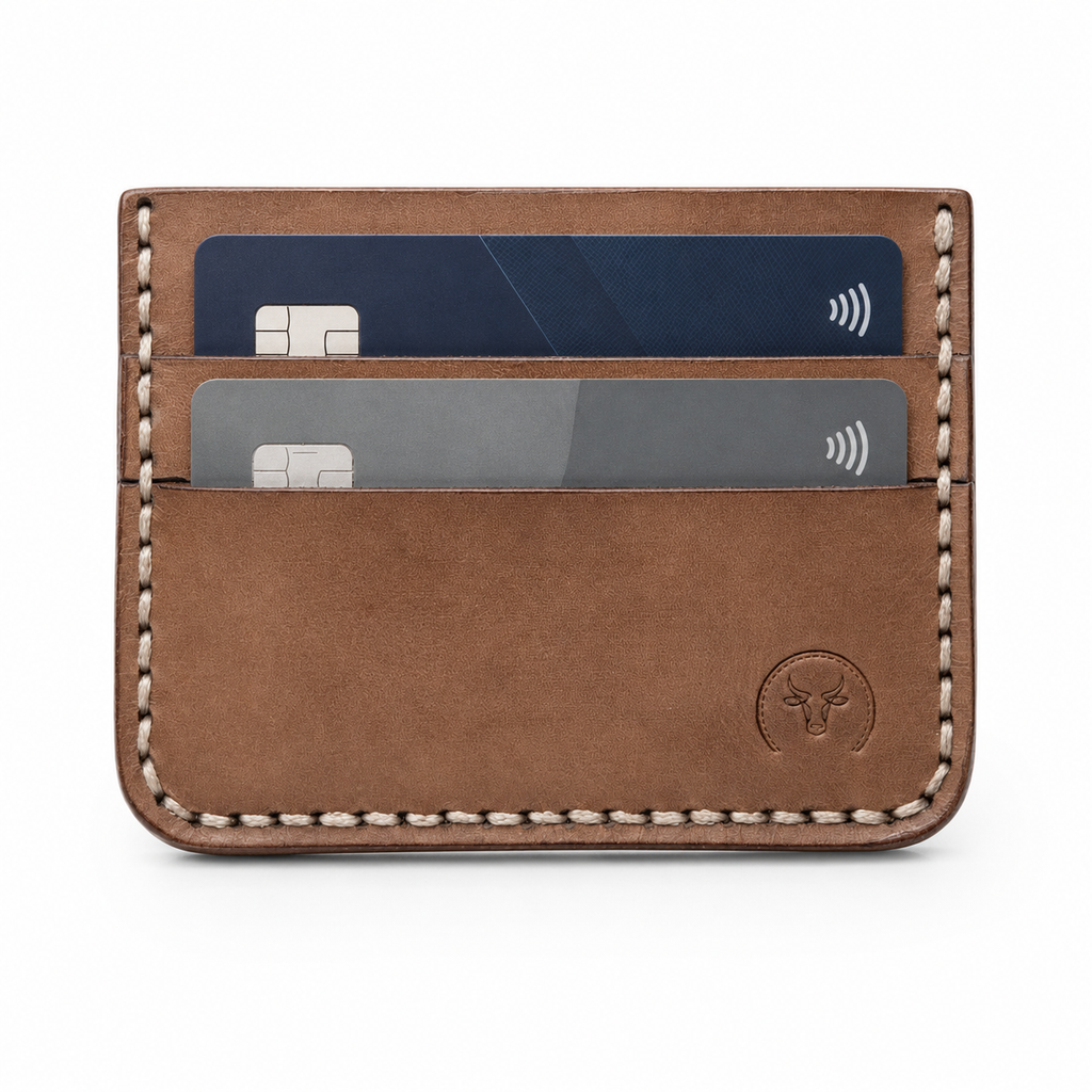 Brown Handcrafted Heritage Leather Cardholder open view by Leatherog