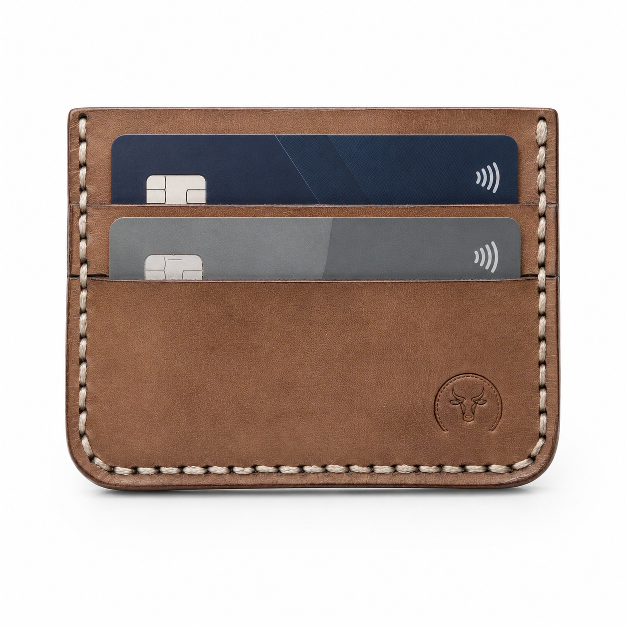 Brown Handcrafted Heritage Leather Cardholder open view by Leatherog