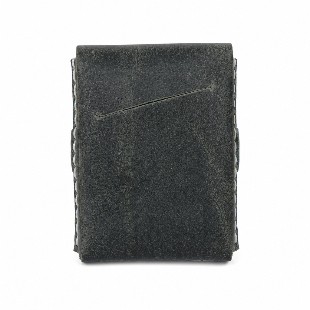 Dark Green Full-Grain Leather Card Wallet angled view by Leatherog