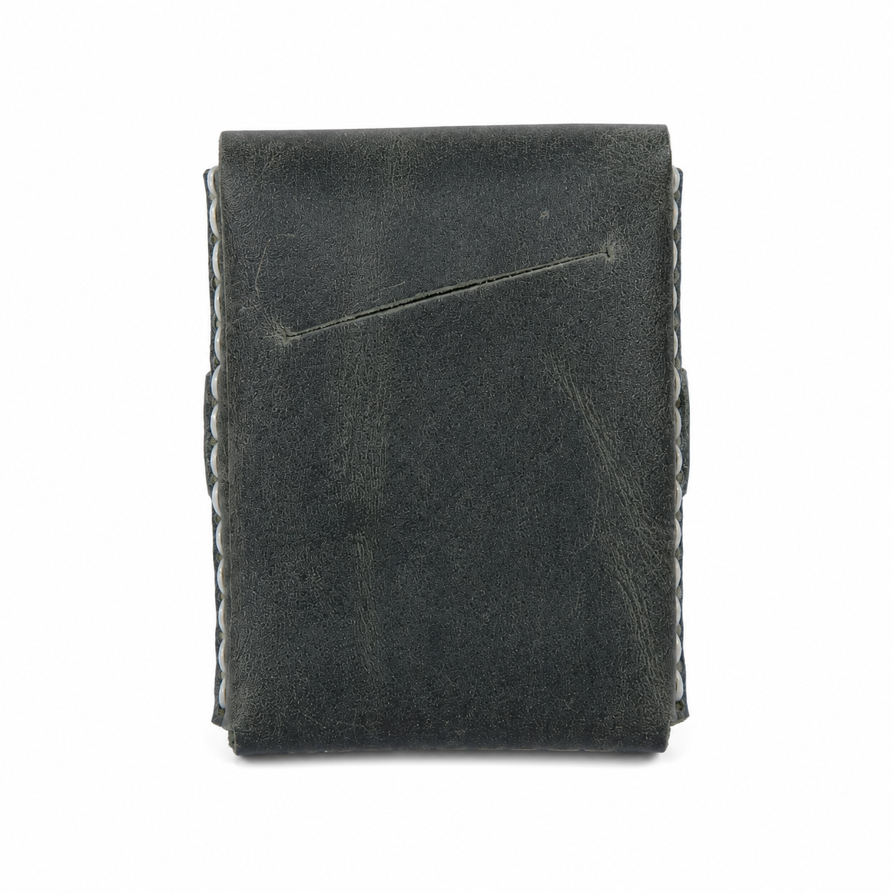 Dark Green Full-Grain Leather Card Wallet angled view by Leatherog