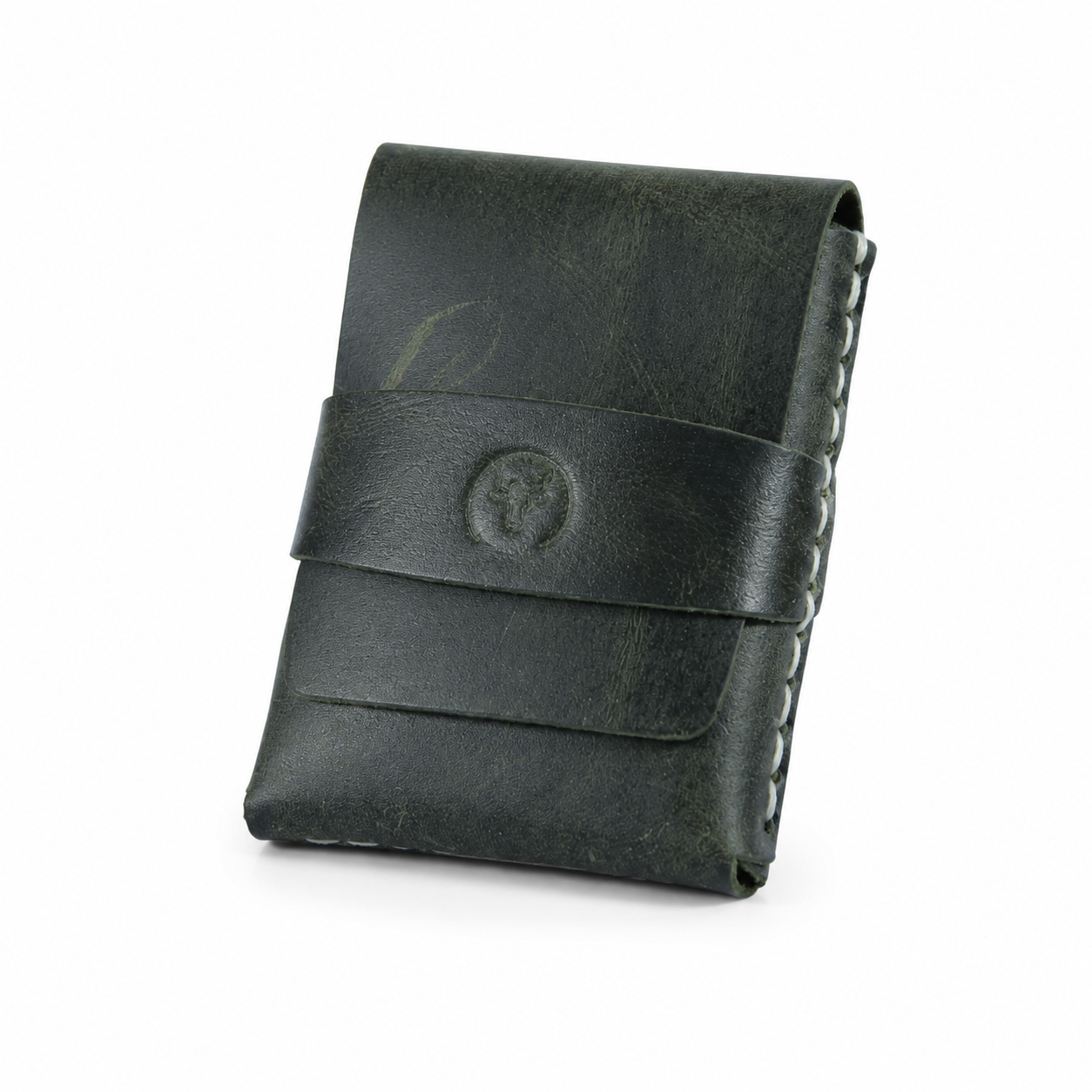 Dark Green Full-Grain Leather Card Wallet main view by Leatherog
