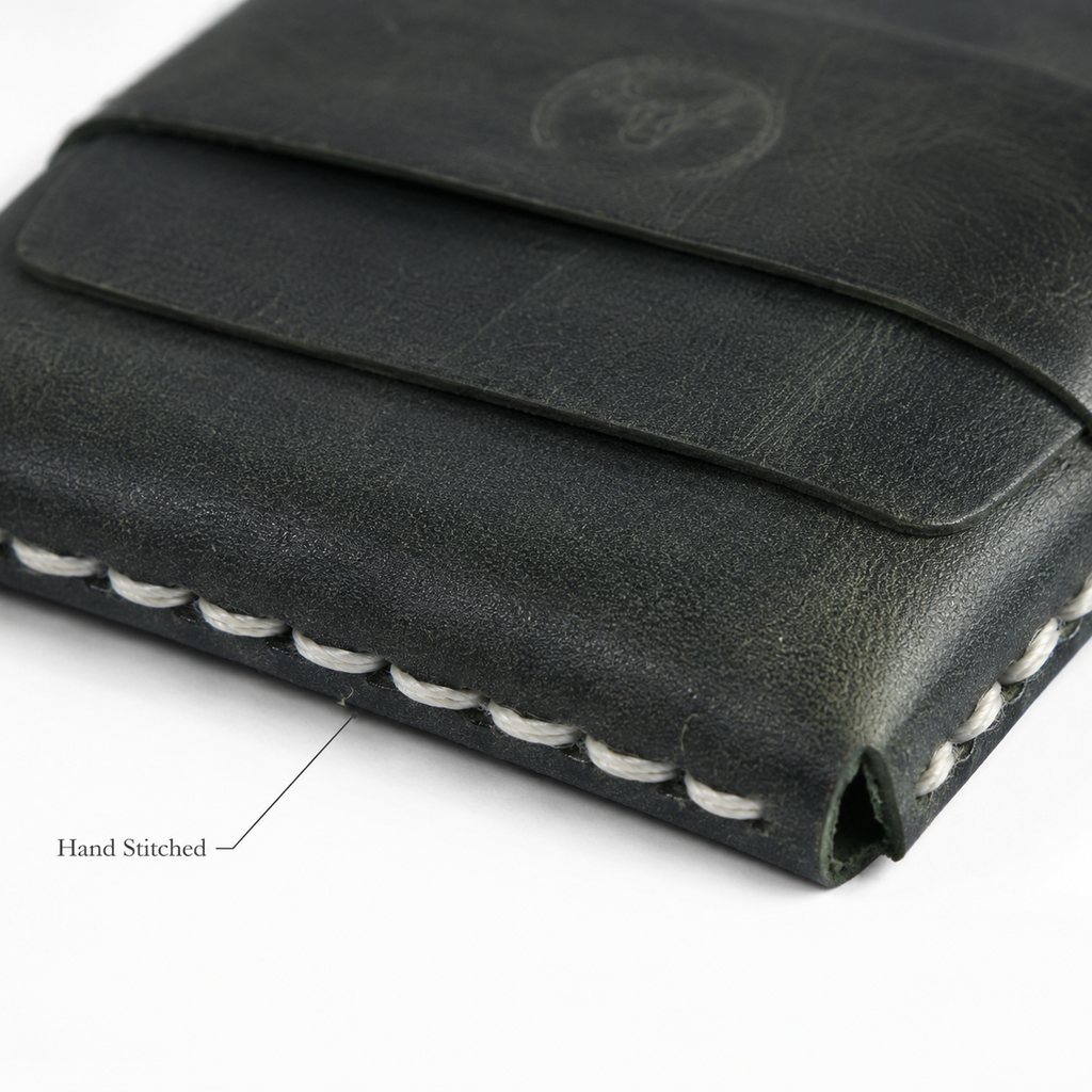 Dark Green Full-Grain Leather Card Wallet feature view by Leatherog