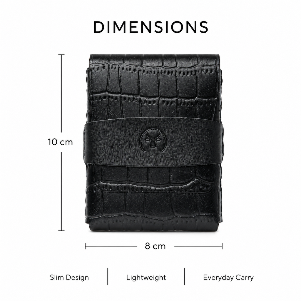 Black Crocodile-Textured Leather Card Wallet lifestyle view by Leatherog