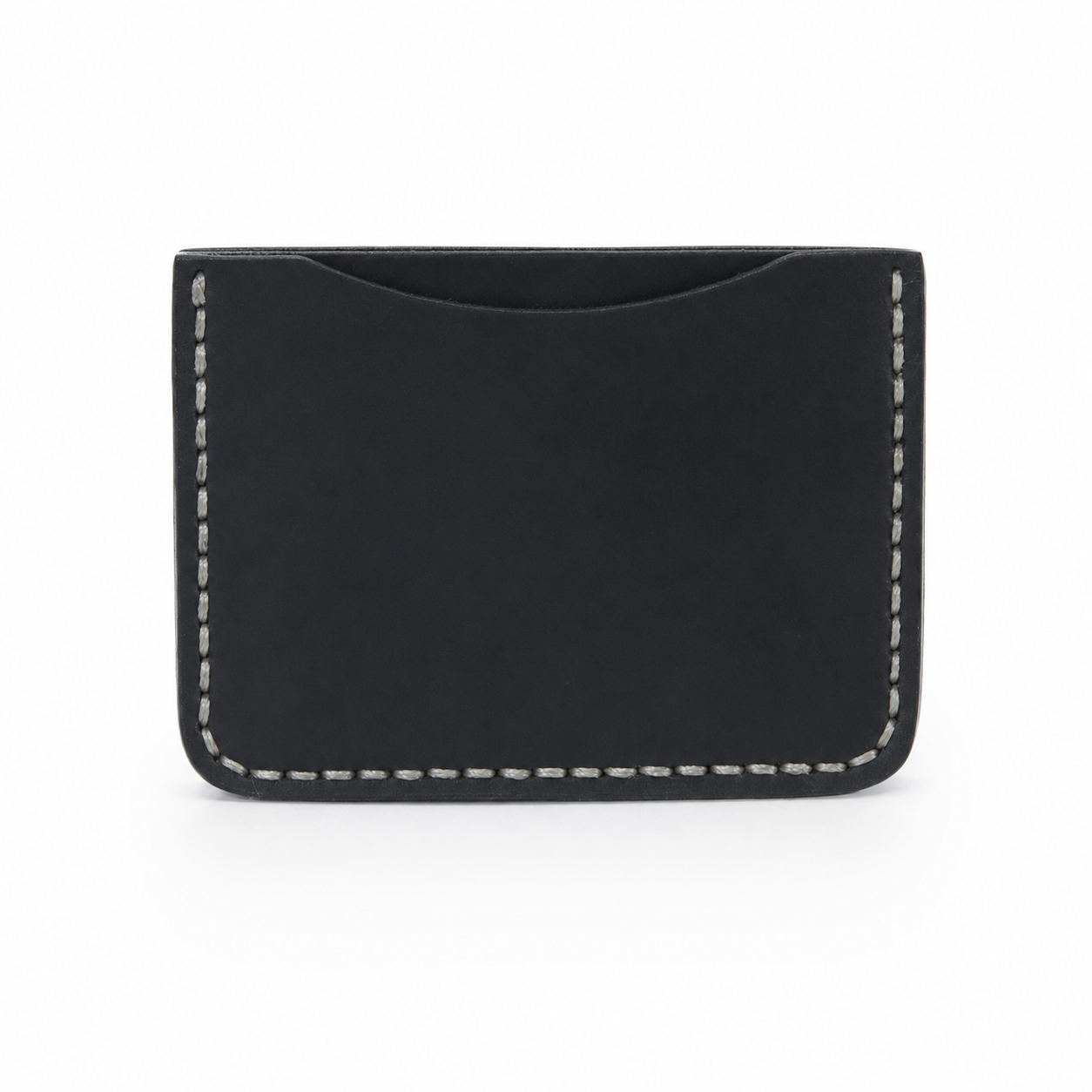 Black Hand-Stitched Leather Card Holder Wallet angled view by Leatherog