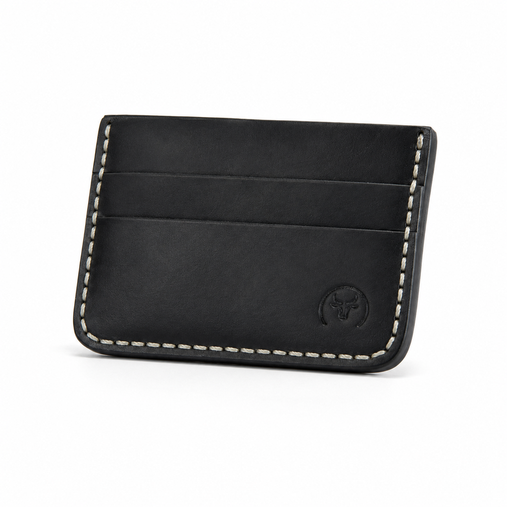 Black Hand-Stitched Leather Card Holder Wallet main view by Leatherog