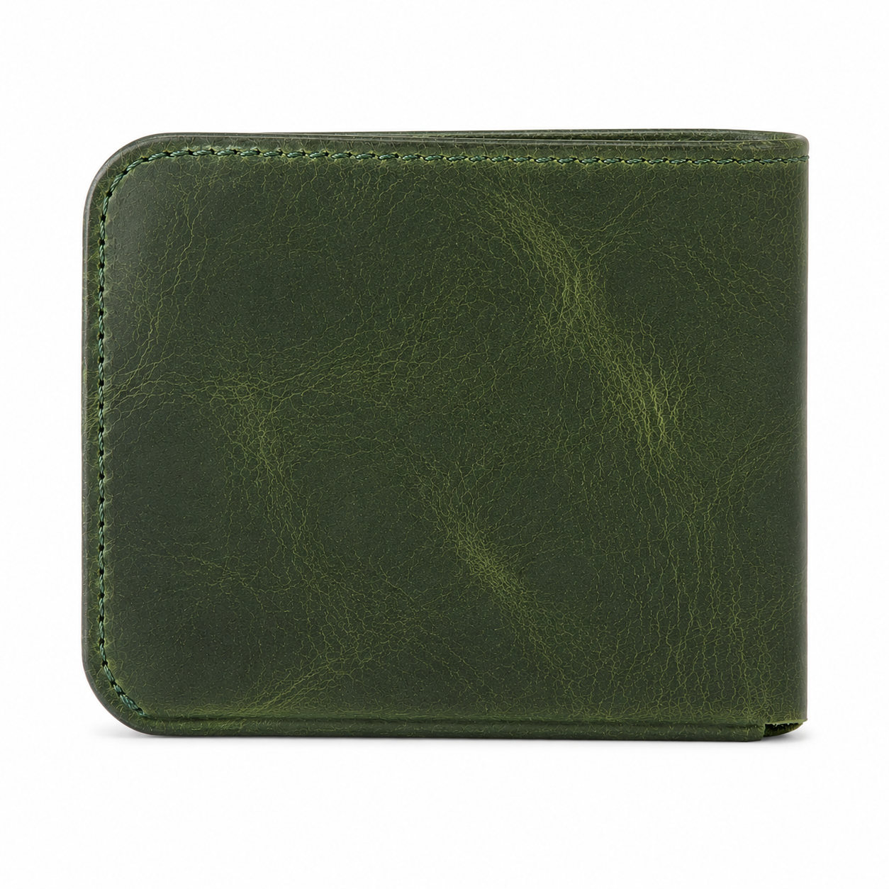 Olive Full Grain Leather Bifold Wallet angled view by Leatherog