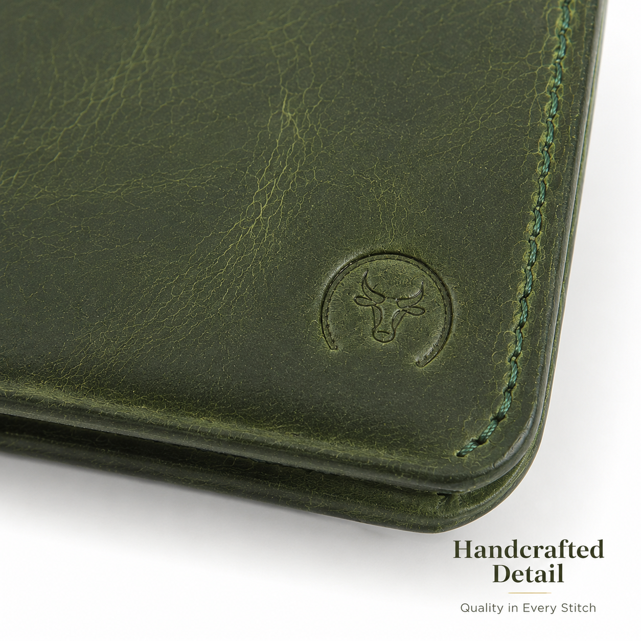 Olive Full Grain Leather Bifold Wallet open view by Leatherog