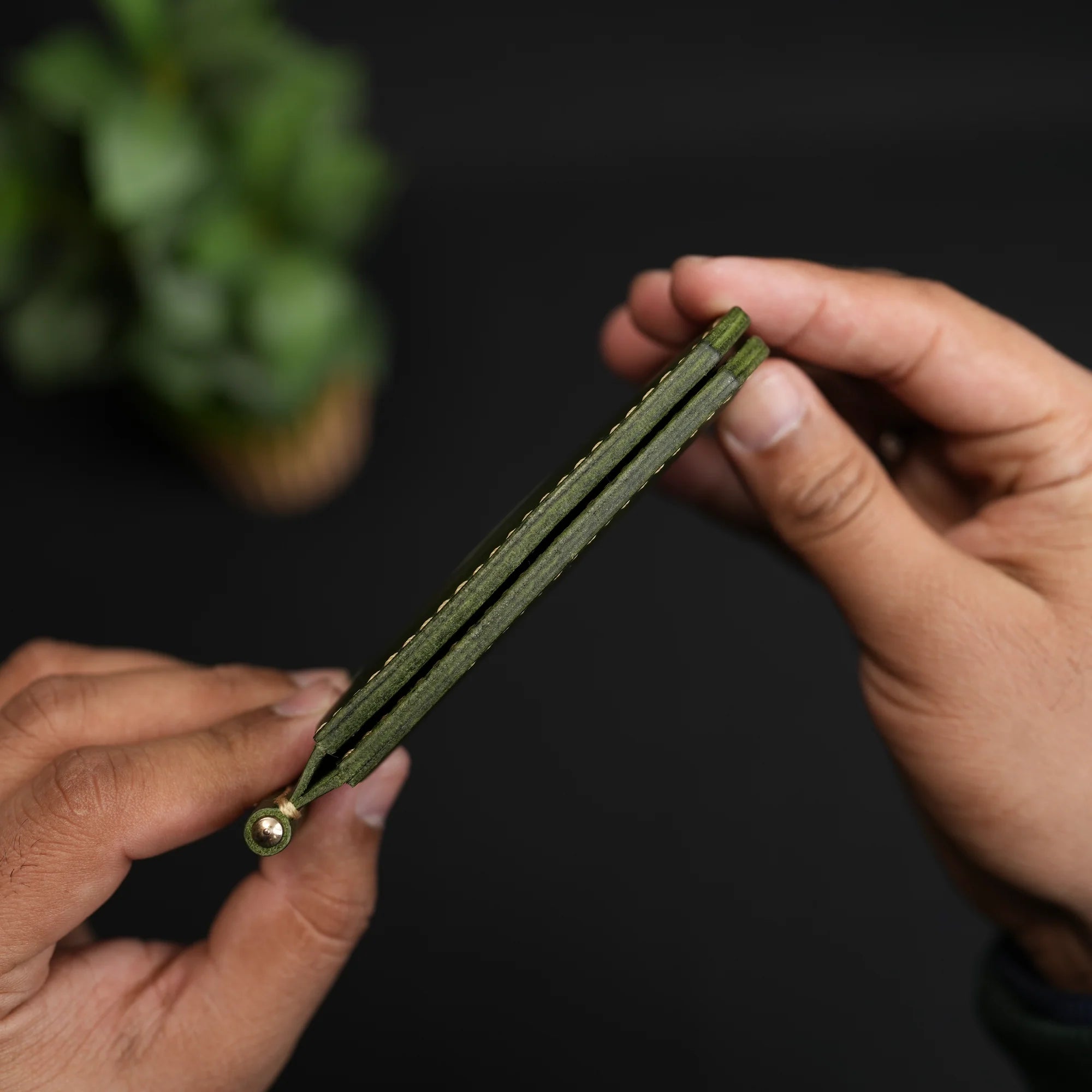 Olive Green Leather Money Clip Bifold Wallet cash clip view by Leatherog