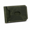 Olive Green Leather Money Clip Bifold Wallet main view by Leatherog